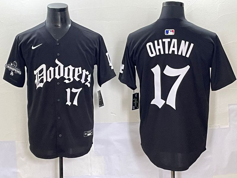 Men 2025 Los Angeles Dodgers #17 Ohtani Black Seventh generation Joint Name Nike MLB Jersey style 9->los angeles dodgers->MLB Jersey